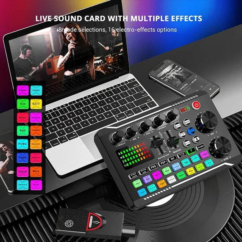 Streaming Microphone Kit with Audio Mixer and Condenser Microphone, Podcast Microphone Set for Livestreaming,Podcasting