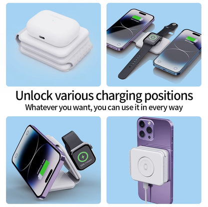 3 in 1 Charging Station for Iphone 15/14/13/12 Series, Travel Charger for Multiple Devices for Airpods 3/2/Pro,Apple Watch Serie