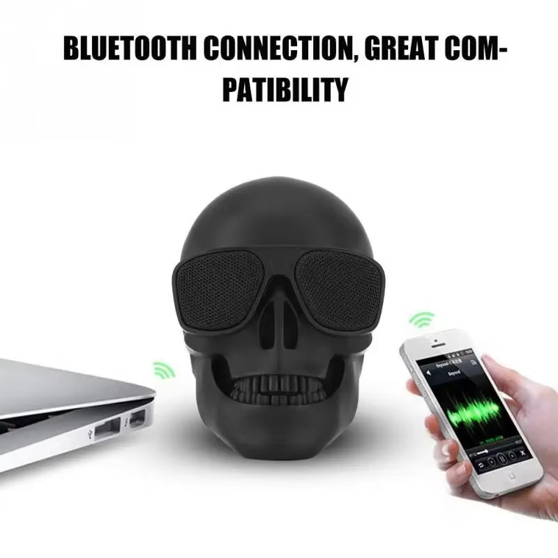 Portable Mini-Skull Speakers Little Skull Wireless Bluetooth Cartoon Bones Ghost Head Small Compatible 5W Hd Stereo Woofer Music