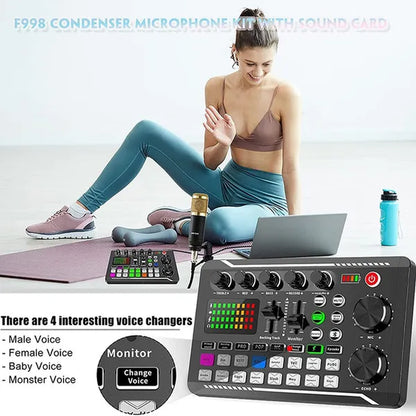 Streaming Microphone Kit with Audio Mixer and Condenser Microphone, Podcast Microphone Set for Livestreaming,Podcasting