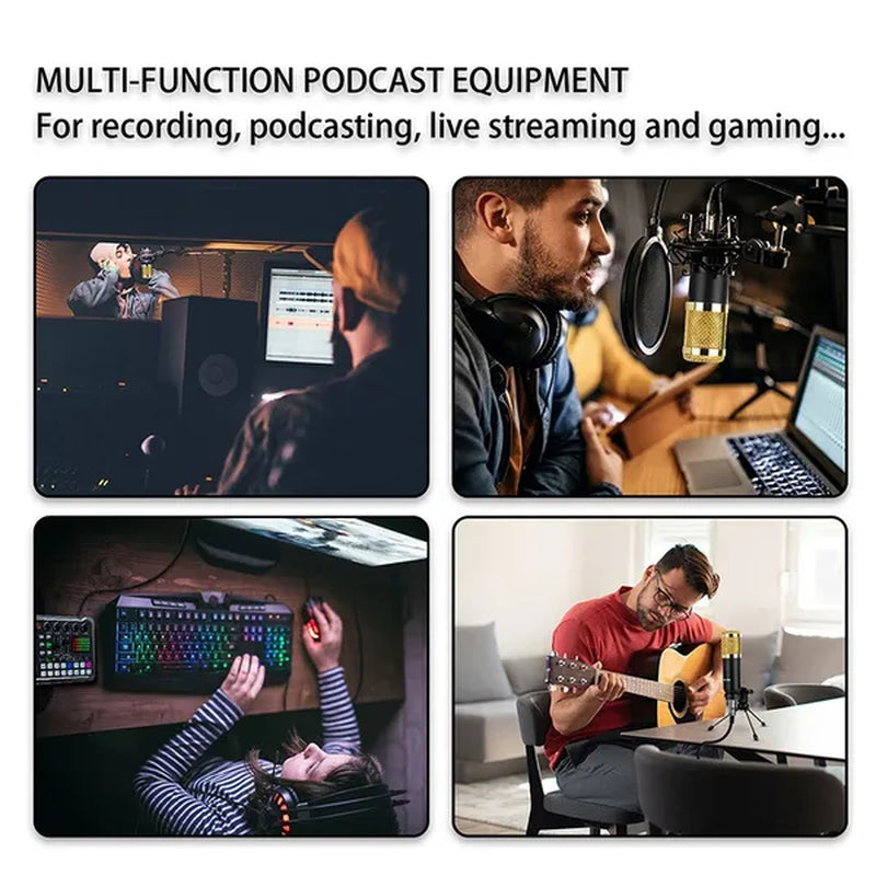 Streaming Microphone Kit with Audio Mixer and Condenser Microphone, Podcast Microphone Set for Livestreaming,Podcasting