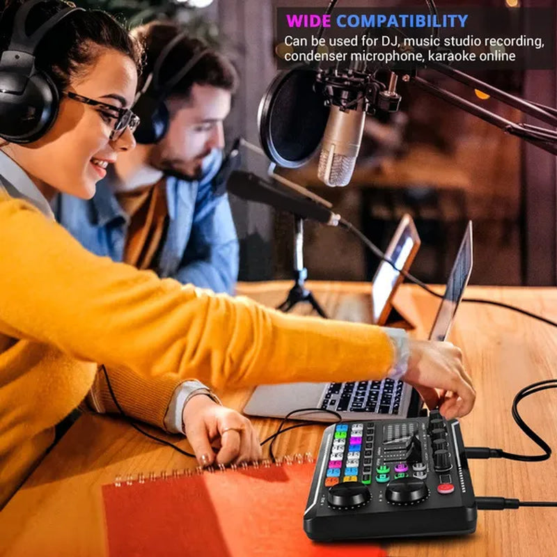 Streaming Microphone Kit with Audio Mixer and Condenser Microphone, Podcast Microphone Set for Livestreaming,Podcasting